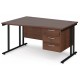 Maestro Cantilever Leg Wave Desk with Three Drawer Pedestal